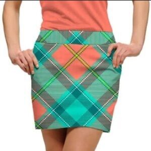 Loudmouth Golf Skort Skirt Pebble Peach Plaid Size 16